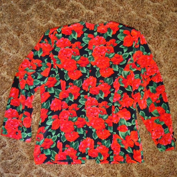 Town & Country Petite Red Floral Pattern Blazer - Picture 5 of 5